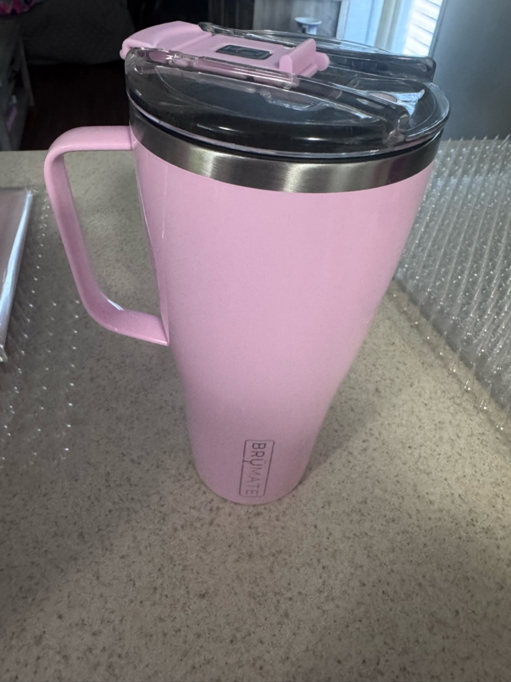 Brumate Pink Insulated Travel Mug with Handle